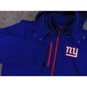 New York Giants Jacket Mens 2XL Blue Solid Softshell Hooded NFL Full‎ Zip Coat